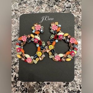 J Crew colorful floral hoop earrings